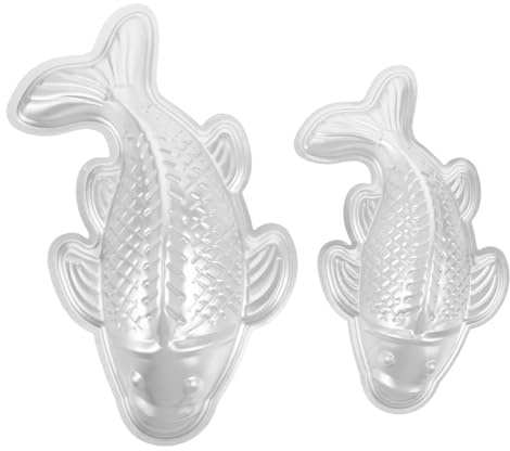 Homoyoyo Moule à Gâteau en Aluminium 3D Forme Carpe Koï Lot 2 Pièces Antiadhésif pour Gelée Chocolat et Fondant Outil Pâtisserie Créative et Dessert Original