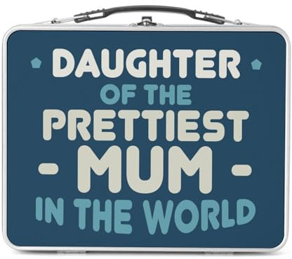 Fabulous Lunch Box in metallo argentato per sandwich e snack – Daughter of the Prettiest Mum in the World Mother Family – Scatola da gustare in alluminio, ciotola rigida, stile retrò, stampata in