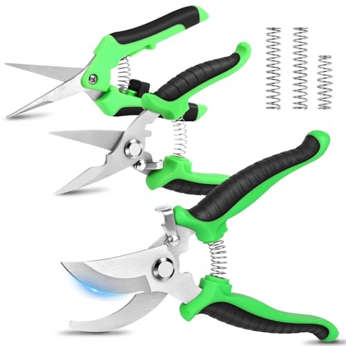 Ainiv 3 st trädgårdssaxar set, rostfritt stål sekatör med halkfria PP-belagda handtag, lätta och ergonomiska trädgårdssaxar för växter, häckar, blommor