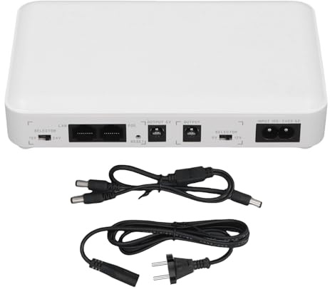CHICIRIS Mini UPS, Fuente de Alimentación Ininterrumpida de Respaldo de Batería de 8000 MAh con Protección contra Cortocircuitos para Enrutador Módem Cámara de Seguridad Teléfono (Enchufe de la UE)