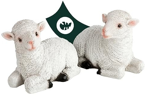 VERDOBA - Figuras para jardín tamaño Real (Dos corderos) - Decoración para Exterior - Esculturas con Formas de Animales - Figurines Decorativos de Piedra