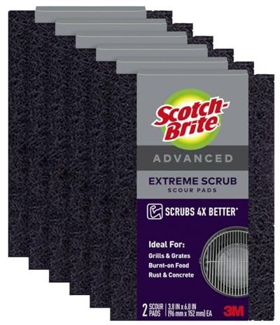 Scotch-Brite Advanced Extreme Scrub, Ideal for Grills and Grates, 12 Scour Pads