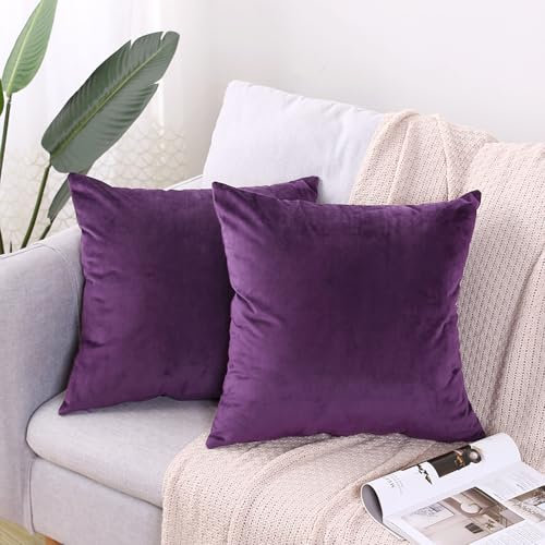 CXTAI 2 Fundas de Cojín (Sin Relleno) Sofa Decorativas de Terciopelo Cuadradas 45 x 45 cm Morado