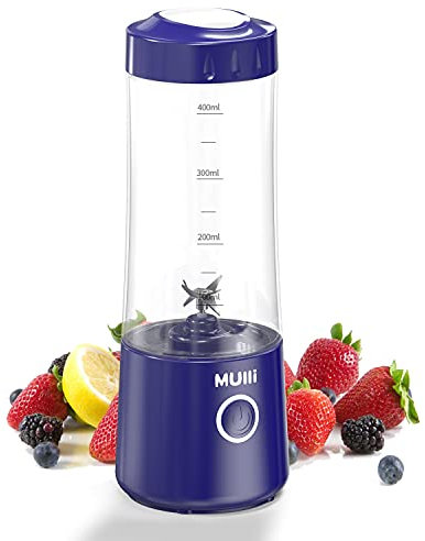 Mulli Tragbarer Mixer, USB-C wiederaufladbarer persönlicher Mixer für Smoothie und Shakes, Mini-Mixer mit sechs Klingen für Babynahrung, Reisen, Fitnessstudio