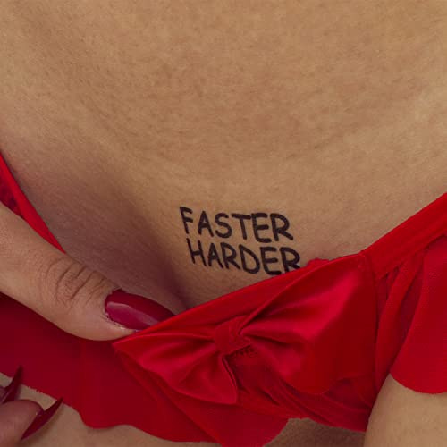 5 x Faster Harder Tattoo - Schriftzug in schwarz - Sexy Kinky Fetisch Tattoo (5)