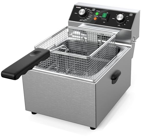 Electric Deep fryer Stainless Steel Deep Fryer with Basket & Lid Capacity 10L(10.5QT) Electric Countertop Fryers for Home Kitchen and Restaurant with 60 Minute Timer, 1800 Watts, 120V