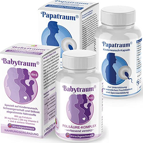 JoviTea Babytraum Folsäure Komplex (60 Tabletten) und Papatraum Kinderwunsch Mann (90 Kapseln) (1x Folsäure + 1x Papatraum)