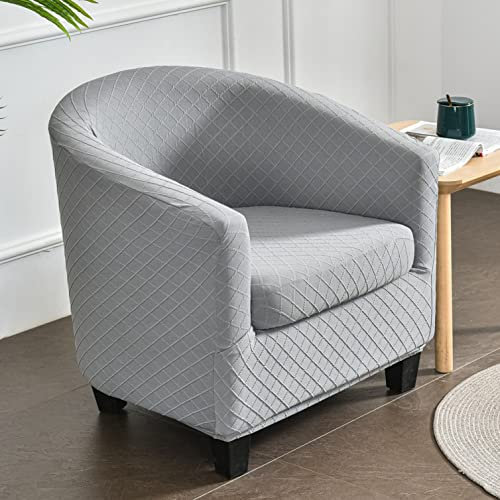 2 Stück Club Chair Schonbezug Abnehmbar Sesselbezug rutschfest Stuhlbezüge Spandex Waschbar Möbelschutz Muster Stretch Husse -grau