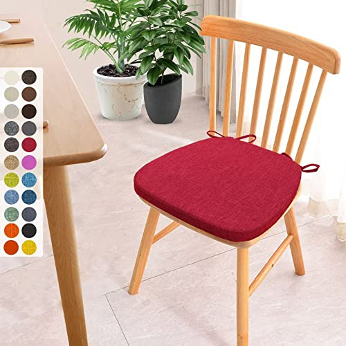 Aselbia 1er Set Stuhlkissen 43x40x5cm mit Bändern,Waschbare Sitzkissen rutschfest,Stuhlauflage Stuhlpolster Sitzkissen,Abnembar Bezug Mit Reißverschluss,Ideal für Zuhause Büro Küche Esszimmer,Weinrot