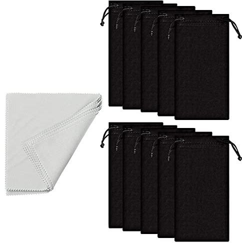 gogocow 10pcs Sunglasses Eyeglasses Microfiber Soft Pouch Bag with 10pcs Glasses Cloth