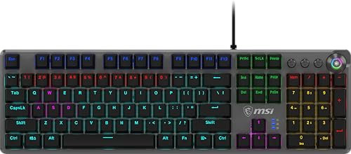 MSI FORGE GK310 Clavier Gaming Mécanique FR - AZERTY, Switches Red (Linéaires) interchangeables, Touches Ergonomiques, LED RGB 20 Modes, Capot magnétique Amovible, USB 2.0 - Pleine Taille