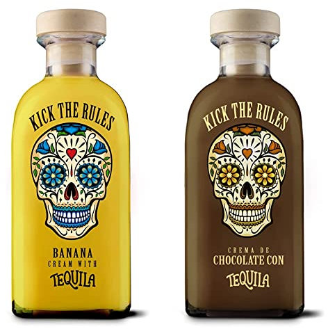 KICK THE RULES - Crema de Banana con Tequila - 15º - Botella de 0,7L - Tequila de Banana & Crema de Chocolate con Tequila - 15º - Botella de 0,7L - Tequila de Chocolate