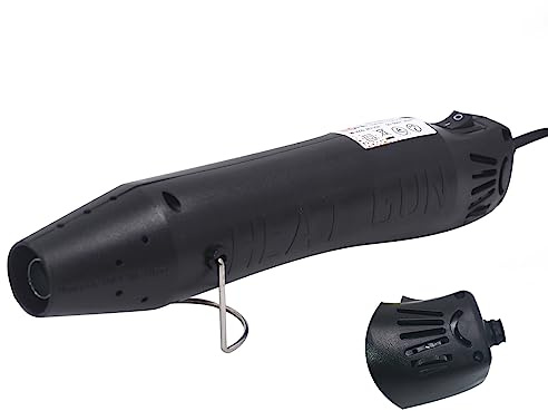 mofa Rango de temperatura de la pistola de calor (150 °C a 280 °C), cable de 300 W, pistola de aire caliente, calentamiento rápido para bricolaje, grabado, manualidades (negro)