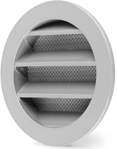 calimaero® WSGG 3 Inch Gray Round Metal Air Vent Grill Cover Flat Louver with Fly Screen Fits Only with Metal Ducts