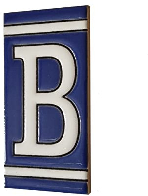 11 x 5,5 cm Azulejos clásicos de cerámica pintados a mano con números y letras (baldosa letra B)