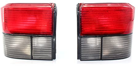 KOCAN Feux arrière à led, Paire de feux arrière rouge/feux fumés coque tourner à droite + clignotant gauche feu arrière feux arrière couvercle de remplacement pour VW TRANSPORTER T4 CARAVELLE 90-03