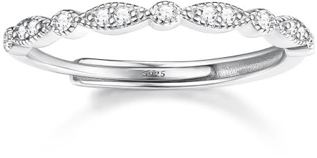 Chriscoco 925 Sterling Silver Ring for Women - Adjustable Cubic Zirconia Thumb Ring in Silver/Rose Gold/Gold - Engagement, Wedding, Promise Ring With Jewellery Box