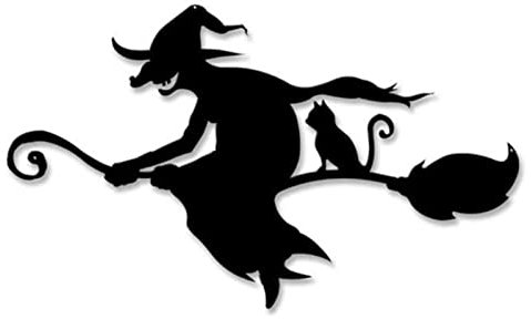 HHOZsafety Hexe und Katze, Metall-Silhouette, Metall-Wandkunst-Logo, Schwarze Heimdekoration, geeignet für Halloween, Restaurant, Gartendekoration