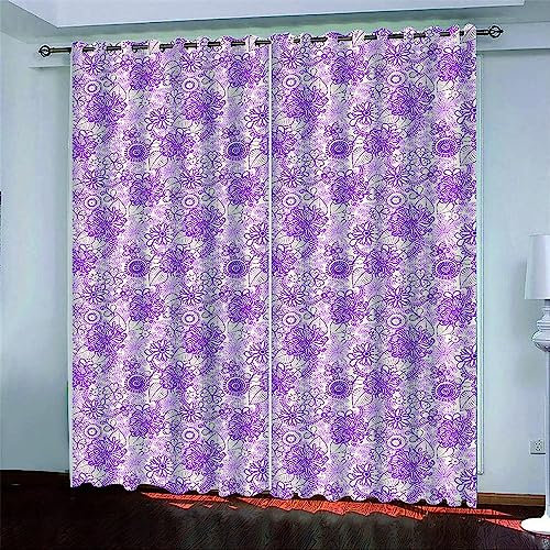 Vorhang Kinderzimmer Lila Schöne Blume Kinder Vorhänge Mit Ösen Polyester Gardinen Thermovorhang Blickdicht Ösenschal Kindergardinen Für Wohnzimmer Schlafzimmer, 2 X 117 X 230 cm 2Er Set, 7J4X6B0D7M2