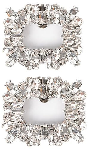 TRIXES Pinzas plateadas para zapatos con diamantes de imitación, abrazaderas de zapatos de cristal para tacones altos para mujer, paquete de 2, talla única, Metal