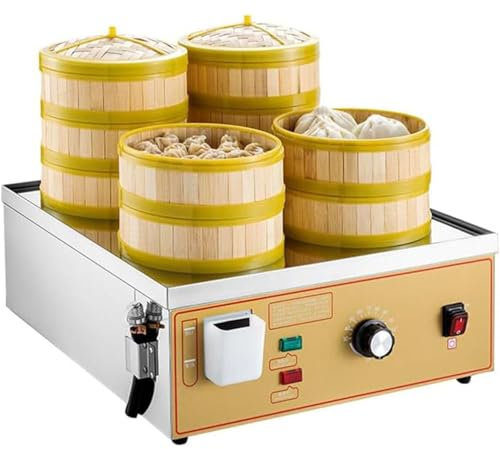 DPLWJPP Macchina Cottura A Vapore Alimenti Domestici in Acciaio Inossidabile per Gnocchi Panini Riso,Vaporiera A Gabbia for Forno A Vapore,Controllo Temperatura 30-110 ℃,Riscaldamento Tubo A U,4holes