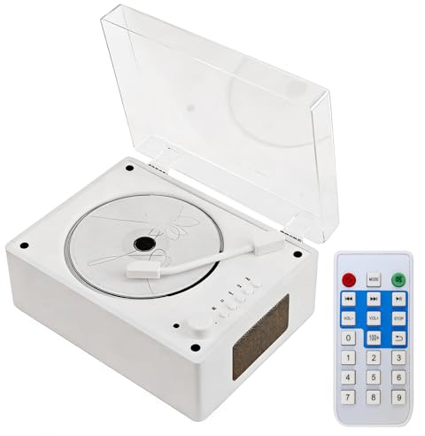 Reproductor CD de Escritorio Con Bluetooth 5.4, Portátil con Altavoces HiFi, Maleta Retro de Madera Blanca - Soporte CD/MP3/WMA