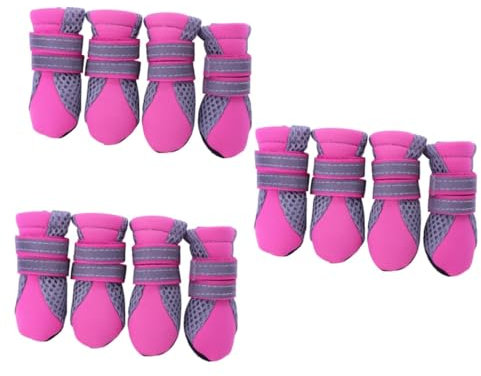 BESPORTBLE 3stücke Titel Atmungsaktive Hundeschuhe Für Kleine Hunde rutschfeste Pfotenschutz-Schuhe Mit Verstellbarem Verschluss Für Outdoor-aktivitäten Und Sport Rosa s