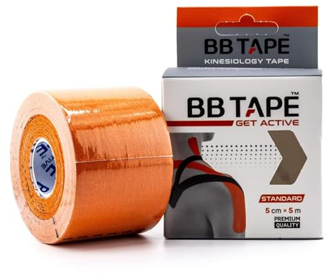 Leonidov | BB Original Kinesiologietape | 5cm x 5m | Orange | Wasserfest | Geeignet für Schulter, Knie, Arm, Bein & Rücken