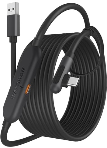 Maxonar [Next-Gen Chip] VR Charging Link-kabel 16FT Kompatibel med Meta Quest 3S/Quest 3/Oculus Quest 2/Pico 4-tillbehör och PC/SteamVR, Awesome Gift-5Gbps USB 3.0 till USB C-kabel-svart