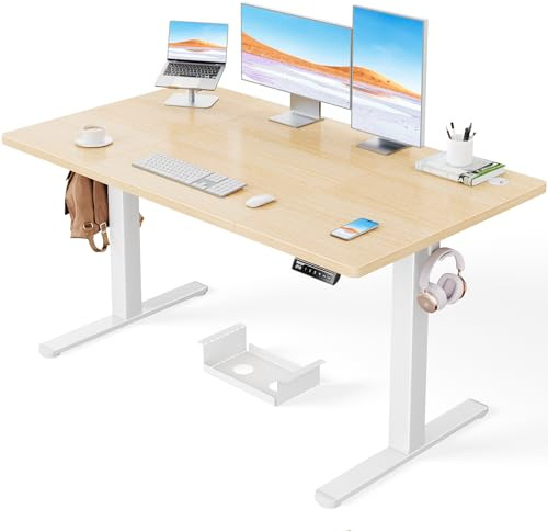 ErGear Bureau Assis Debout avec Moteur Brushless avancé-140 x 80 cm-100 kg de capacité de Charge Bureau Assis Debout Electrique, Fonction silencieuse, Cadre métallique Robuste