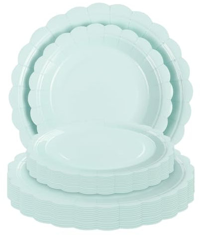 AHPYEUHK Blau Party Geschirr Kinder Geburtstagsparty-Papierteller 7 Zoll 25 Stück & 9 Zoll 25 Stück Kuchen-Dessert-Teller Party für Baby-Dusche, Hochzeit, Geburtstag