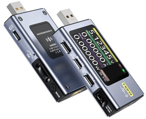 Jadeshay USB Tester Messgerät 0-120W USB C Tester, USB Messgerät mit Anzeige, LCD USB Multimeter Spannung Strommesser Spannungsprüfer Leistungskapazitä Detektor