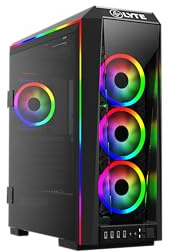 GAMDIAS E-ATX Mid-Tower Gaming-PC-Gehäuse mit 3 x 120 mm ARGB-Lüftern, Seitenwand aus gehärtetem Glas, Schwenktür, PSU-Abdeckung, ATX-Unterstützung, Desktop-Computergehäuse für RGB Builds TALOS P1A