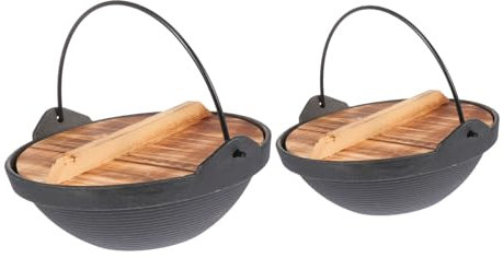 IMIKEYA 2pcs Japanese Style Cast Iron Hanging Pot Outdoor Hot Pot No Chemical Coating for Indoor Outdoor Cooking