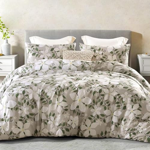 Bettdecke 200x220 Ohne Bezug Nutzbar, Blumenblatt Pflanzendruck Bettdecken Waschbar Ganzjahresdecke Retro 4 Jahreszeiten Steppdecke, Bettzeug Microfaser mit 2 Kissenbezug für Sommer Winter Doppelbett