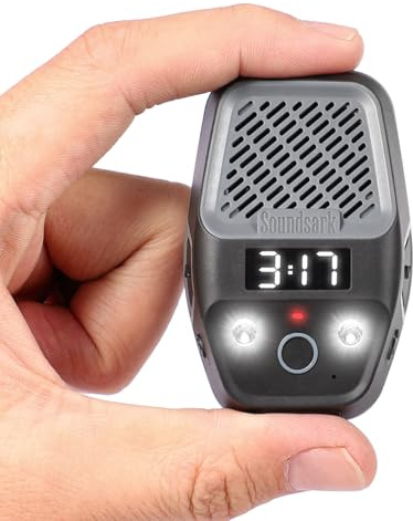 Soundsark Wearable Bluetooth Speaker,Clip-on Waterproof Wireless Portable Speakers with Lighting,Clock,Built-in Microphone Wearable Speaker for Answering Calls and Playing Music(Black)