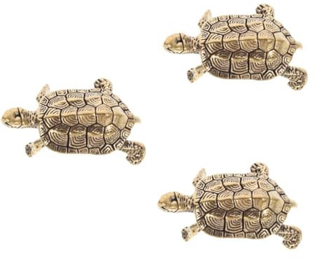 Cabilock Golden Animal Skulptur 3 STK Schildkröte Desktop-Dekoration Ratte Wohnzimmerdeko Wohnungseinrichtung Holzspielzeug Kaninchen Langlebigkeit Schildkrötendekor Tischdekoration Messing