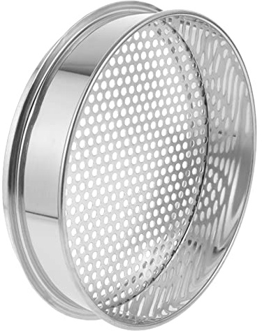 HOMOCONO Bodensieb für Zuhause und Garten Rundes Edelstahlsieb 20cm Silber zur Bodensiebung und Bohnensortierung Geeignet für Erde und Kaffeebohnen im Outdoor Bereich