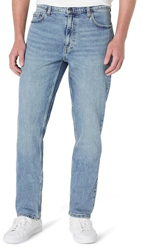 Amazon Essentials Jeans dal Taglio Sportivo Leggermente Elasticizzati Uomo, Lavaggio Chiaro Tinto, 81 x 81 cm
