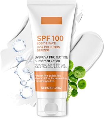 SPF 100 Sunscreen, UVA/UVB Protection, Suncream Factor 100, Sun Cream for Face & Body, Nicht Fettend Sunblock, Paraben Free, Safe & Effective, Face Sunscreens Lotion Prevent Sunburn Skin Care