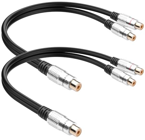 JSADZKJ Adattatore jack RCA Cavo audio stereo,placcato in oro 1 maschio RCA a 2 femmine rca cavo splitter Y Cavo di estensione corto R C A per lettori CD,Home Theater-0.82ft (Femmina a Femmina)