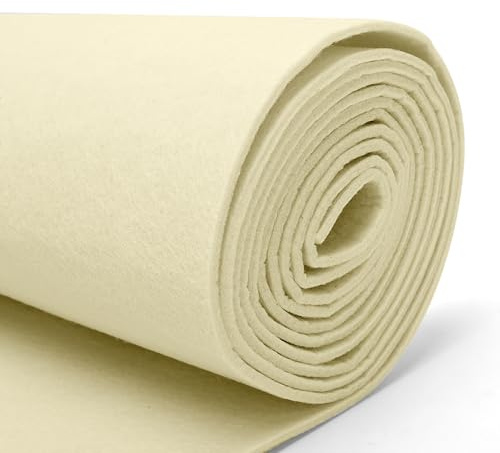 LUPATDY Filzrolle Filzstoff 40cm x 250cm Meterware,3mm Stark,Filzmatte,Filz für DIY Aufbewahrungstasche Patchwork Nähen Filz zum Basteln Handwerken Dekoration Beige