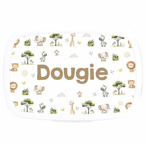 Crwban® - Personalised Safari Insulated Lunch Bag, Snack Box and Water Bottle for Kids - Custom Name Children's Back to School Lunch Set (Snack Box Only)