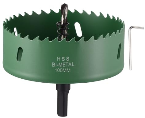 CoCud 3-15/16(100mm) Hole Saw, M42 Bi-Metal Hex Shank Hole Cutters Drill Bit with Spring - Cutting Tool for Thick Metal Board Alloy Steel Plate. Green