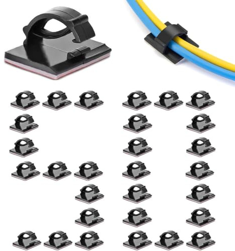 50 pezzi Clip Per Cavi, Fermacavi Adesivi, Clip Adesive Per Cavi, Ferma Cavi Da Scrivania, Fermacavo Per Scrivania/Parete, Gestione Dei Cavi Per Cavo Di Alimentazione, Hdmi, Cavo Di Ricarica, Nero
