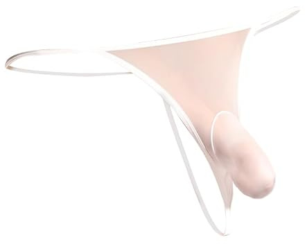 Bommi Fairy G-string för män sexiga T-Back trosor glänsande genomskinliga ultratunna glänsande passar S-L, Vit, L