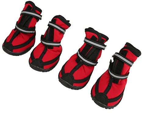 Smandy Hundeschuhe, wasserdichte Hundestiefel mit Reflektierenden Streifen, rutschfeste Outdoor-Schuhe für Mittelgroße und Große Hunde, Ideal Zum Wandern und Reisen (L)