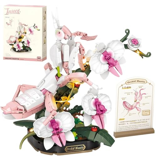 KBIBCK Blumen Bausteine Set 478 Teile, Blumen Insekten Klemmbausteine Bausteine, Orchidee Blume Baustein Bausatz, Bausteinspielzeug für Kinder Erwachsene, Kreative Heimdekoration