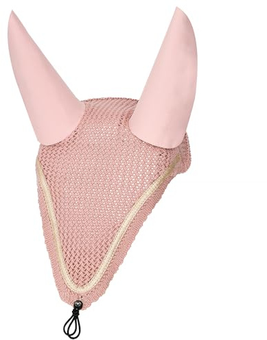 EQUESTRIAN QUEEN Mosca de algodón con orejas elásticas, ribete brillante, protege contra insectos y ruidos, agarre cómodo, aspecto elegante, color rosa