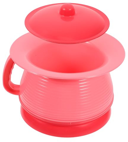 TEHAUX Portable Chamber Pot Handle and Lid, Pink Commode Bucket, Multifunctional Urinal Potty for, Suitable for Travel and Night Use